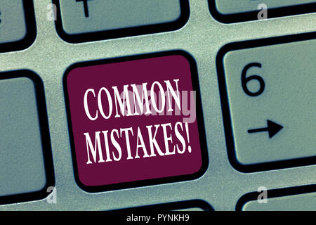 Word writing text COMMON MISTAKES. Business concept for Prevalent error and issues that occur repetitively. Stock Photo