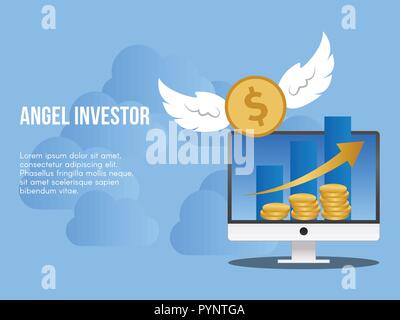 Angel investor concept. Ready to use vector. Suitable for background, wallpaper, landing page, web, banner and other creative work. Stock Vector