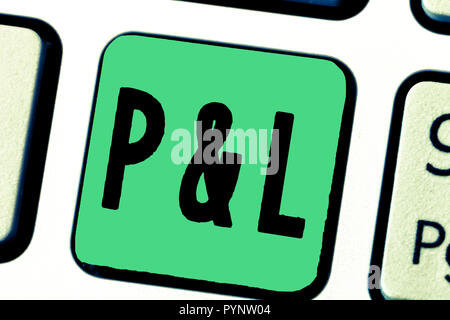 Word writing text P and L. Business concept for primary financial statements to assess companys financial position. Stock Photo