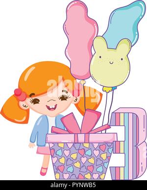 Happy birthday girl cartoons Stock Vector