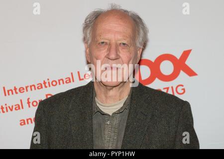 Leipzig, Germany. 29th Oct, 2018. German director Werner Herzog standing in the CineStar cinema on the occasion of the opening of the 61st documentary film festival DOK Leipzig. The motto of the event will be 'Demand the impossible!' and 306 films from 50 countries will be shown from 29 October to 04 November 2018. Credit: Sebastian Kahnert/dpa-Zentralbild/dpa/Alamy Live News Stock Photo