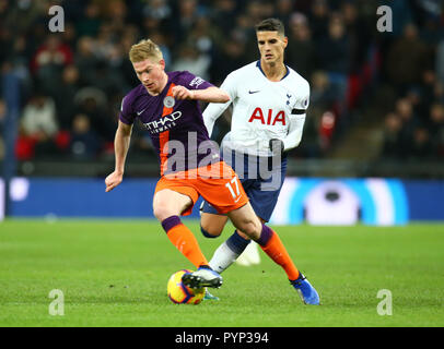 London, England - October 29, 2018 Manchester City's Kevin De Bruyne during Premier League between Tottenham Hotspur  and Manchester City at Wembley stadium , London, England on 29 Oct 2018. Credit Action Foto Sport  FA Premier League and Football League images are subject to DataCo Licence. Editorial use ONLY. No print sales. No personal use sales. NO UNPAID USE Stock Photo