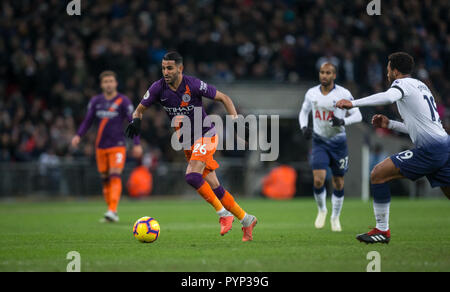 Riyad Mahrez of Man City during the Premier League match between Tottenham Hotspur and Manchester City at Wembley Stadium, London, England on 29 October 2018. Photo by Andy Rowland. . (Photograph May Only Be Used For Newspaper And/Or Magazine Editorial Purposes. www.football-dataco.com) Stock Photo