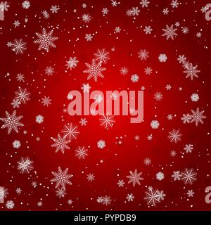 Christmas snowflake with night star light and snow fall abstract bakcground vector illustration eps10 Stock Vector