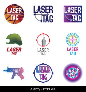 vector set of logos for laser tag Stock Vector