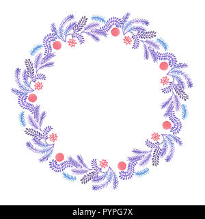 Fancy Christmas wreath with decorative balls, pine tree branches and cones. watercolor hand drawn illustration Stock Photo
