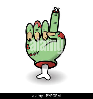 Counting hand gesture. Halloween counting zombie hand showing one. Communication gestures concept. Vector illustration isolated on white background. Stock Photo