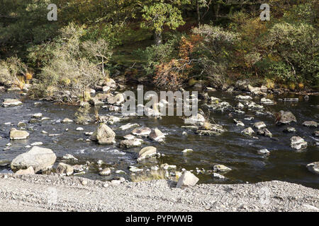 The River Wye in Rhayader,Powys,Wales Stock Photo