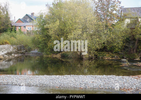 The River Wye in Rhayader,Powys,Wales Stock Photo