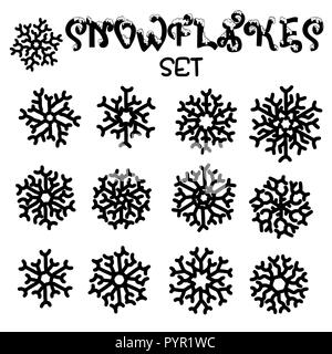 Set of snowflakes. Holiday collection. Snowflakes collection isolated on white background. Vector illustration. Stock Vector