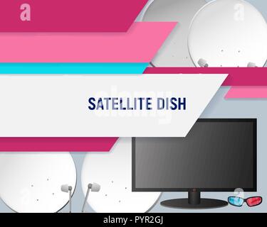 Television aerial design template. Satellite television dish vector illustration. Stock Vector