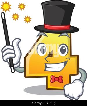 MagicianMagician number four isolated on the mascot Stock Vector