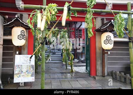 KYOTO, JAPAN - NOVEMBER 27, 2016: Seiganji Temple decorated with daikon (Japanese radish) in Kyoto to celebrate 300th anniversary of Ito Jakuchu artwo Stock Photo