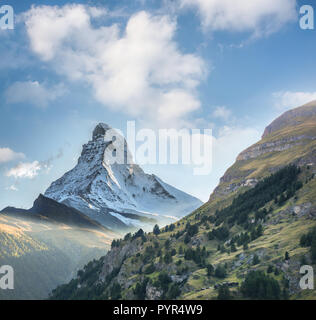 Matterhorn against sunset in Swiss Alps, Zermatt area, Switzerland Stock Photo