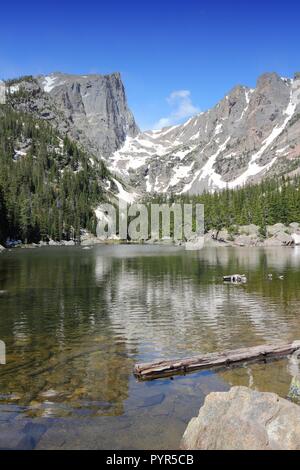 Rocky Mountain National Park in Colorado, USA. Dream Lake view with Flattop Mountain. Stock Photo