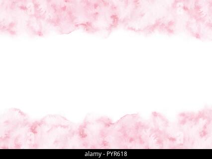 Hand painted pastel pink watercolor texture frame isolated on the white background. Vector border template for cards and wedding invitations. Stock Vector