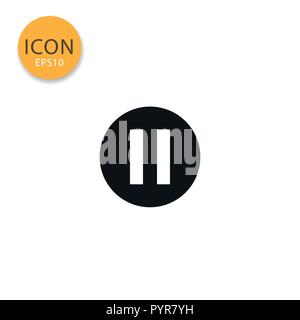 Pause icon flat style in black color vector illustration on white background. Stock Vector