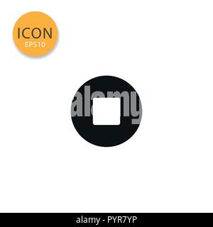 Stop sign media player icon flat style in black color vector illustration on white background. Stock Vector