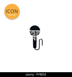 Microphone icon flat style in black color vector illustration on white background. Stock Vector