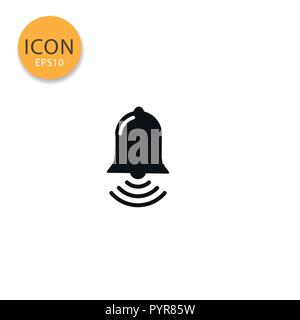 Bell icon flat style in black color vector illustration on white background. Stock Vector