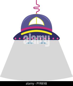 Cartoon vector flat illustration with a alien ship. Stock Vector