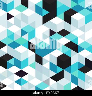 Abstract background with color cubes and grid Stock Vector