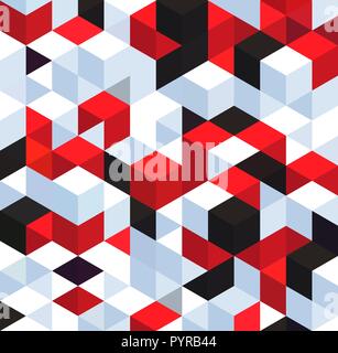 Abstract background with color cubes and grid Stock Vector