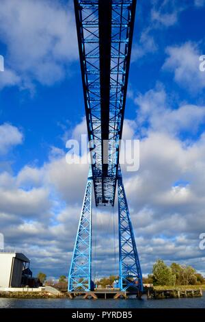 Striking image of the famous Tees Transporter Bridge, Middlesbrough, UK. The longest operating transporter bridge in the world. Stock Photo