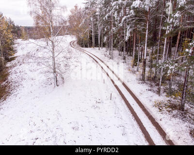 Fresh snow on the ground and in the trees, this first winters day Stock Photo