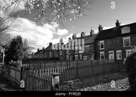 Black & White, Autumnal image of beautiful, historic Hartburn Village, Stockton-on-Tees, UK. Stock Photo
