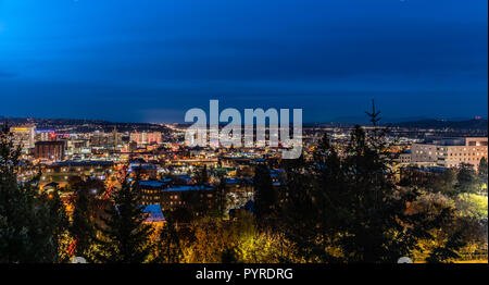 Night Lights Of Spokane, Washington, USA Stock Photo