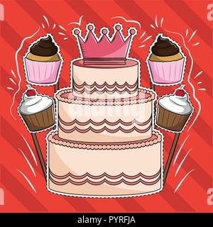 Cute Desserts cartoons cut lines vector illustration graphic design vector illustration graphic design Stock Vector