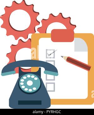 Tasks on clipboard and telephone vector illustration graphic design Stock Vector