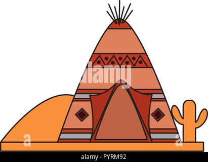 tepee desert indian american Stock Vector