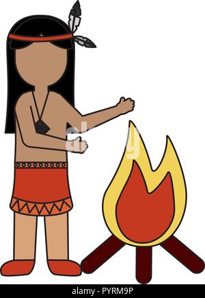 Cartoon native american indian character. Illustration clipart Stock ...