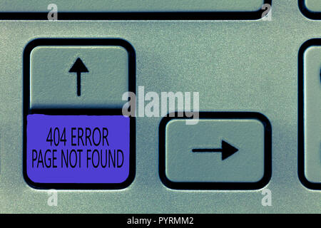 Conceptual hand writing showing 404 Error Page Not Found. Business photo showcasing Webpage on Server has been Removed or Moved. Stock Photo