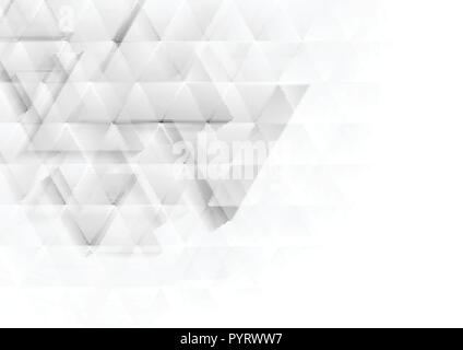 Grey and white tech polygon triangles texture background. Vector geometric design Stock Vector