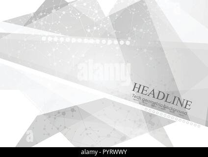 Abstract grey polygonal background with DNA molecular structure. Vector design Stock Vector