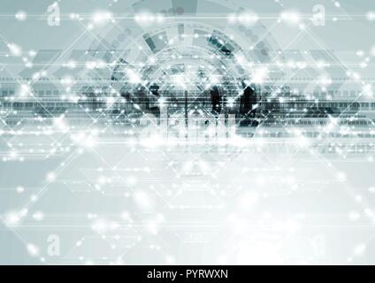 Technology sparkling shiny abstract blue background. Vector geometric design Stock Vector
