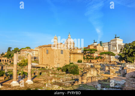 The Curia Julia, the Temple of Peace, Santi Luca e Martina Church in the Roma Forum Stock Photo