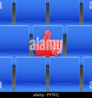 Background of stadium seats and fan foam finger Stock Vector