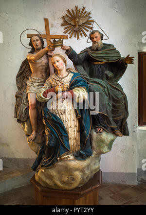 Views and details of the Trinity statue with Madonna. Abruzzo Stock Photo