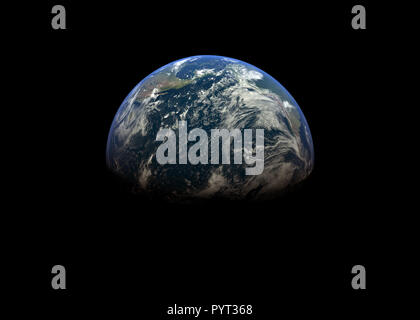 Planet Earth seen from space at black bacground Stock Photo