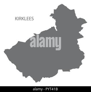 Kirklees metropolitan borough map grey illustration silhouette shape Stock Vector