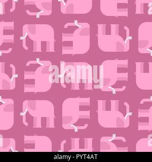 Pink elephant pattern seamless. Fantastic big animal background. Love symbol Stock Vector