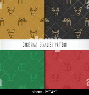 Christmas and happy new year seamless pattern. Winter holiday pattern for background or gift wrapping paper. Vector illustration. Stock Vector