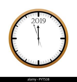clock shortly before 2019 new year vector illustration EPS10 Stock Vector