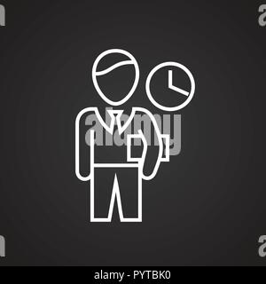 Time managment thin line on black background Stock Vector