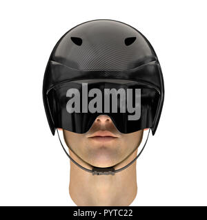 Athlete head with Time trial bicycle helmet Stock Photo