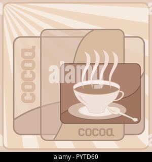 Cocoa cup on the cocoa color backgrounds. Hand drawing vector illustration Stock Vector